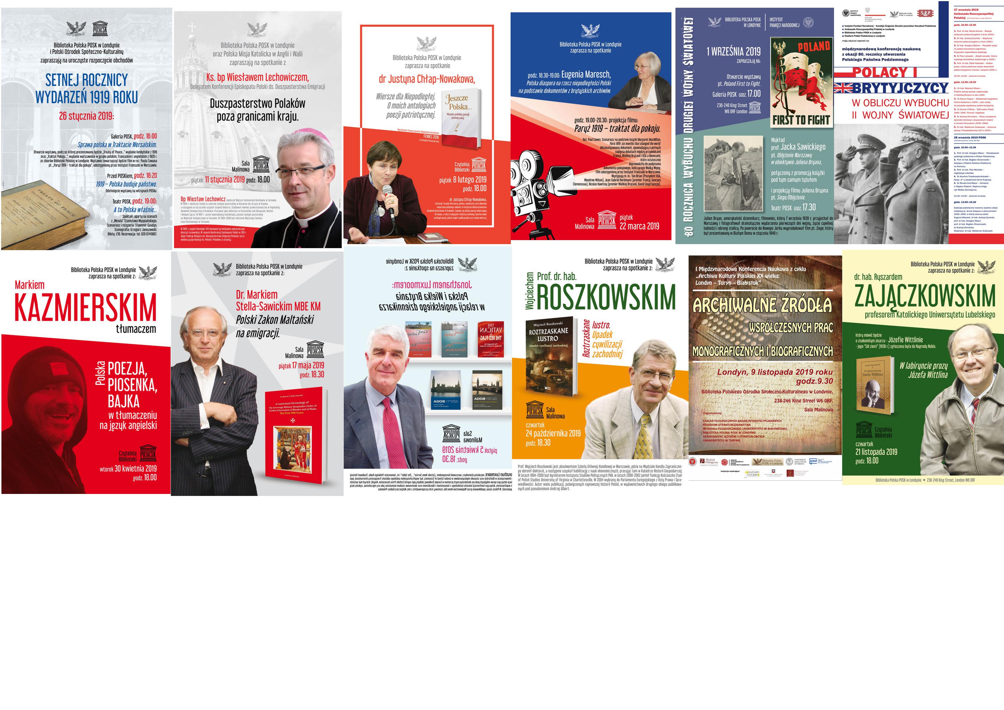 Spotkania organizowane przez Bibliotekę Polską POSK w 2019 roku