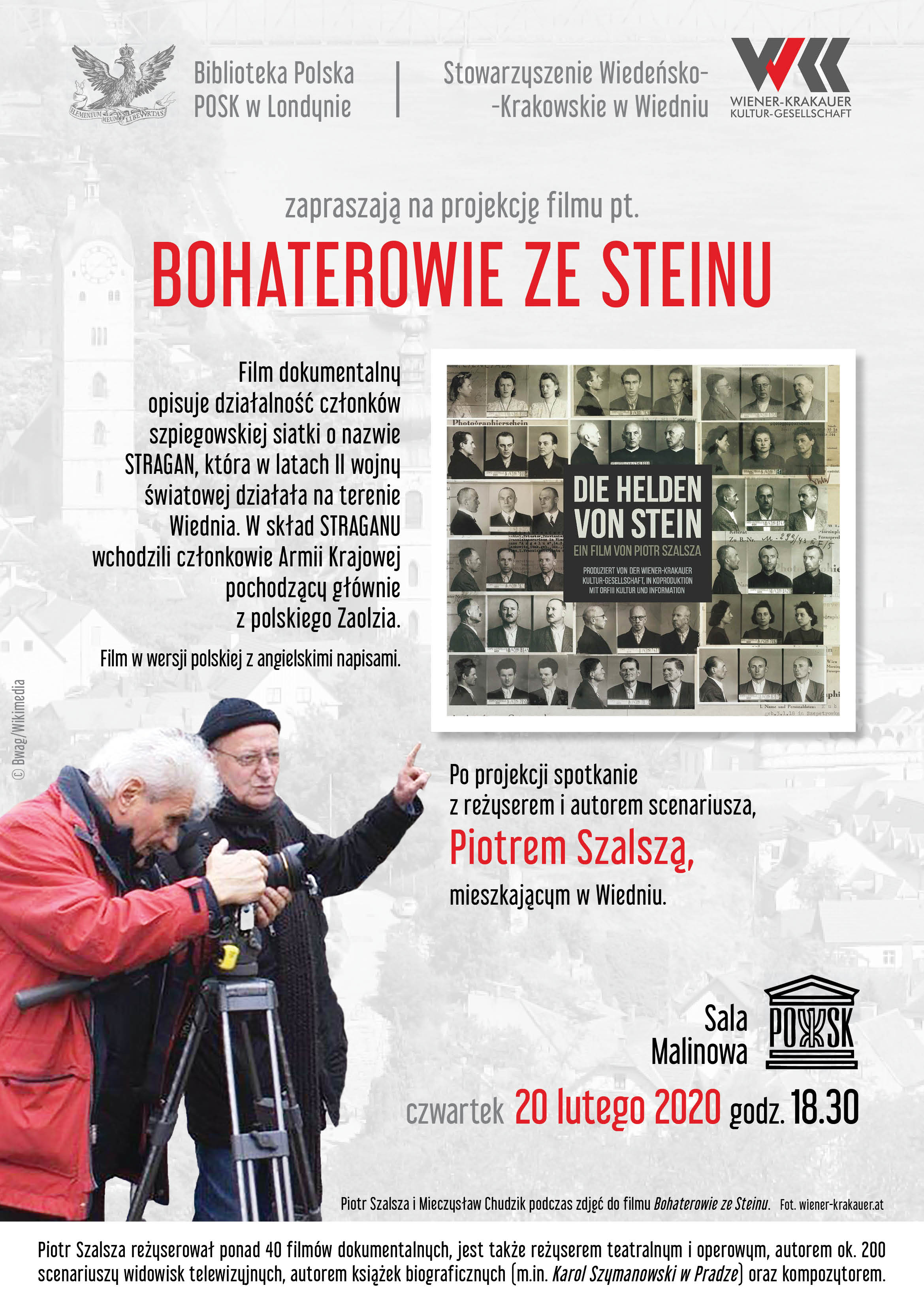 Projekcja filmu „Bohaterowie ze Steinu” oraz spotkanie z Piotrem Szalszą, reżyserem i autorem scenariusza.