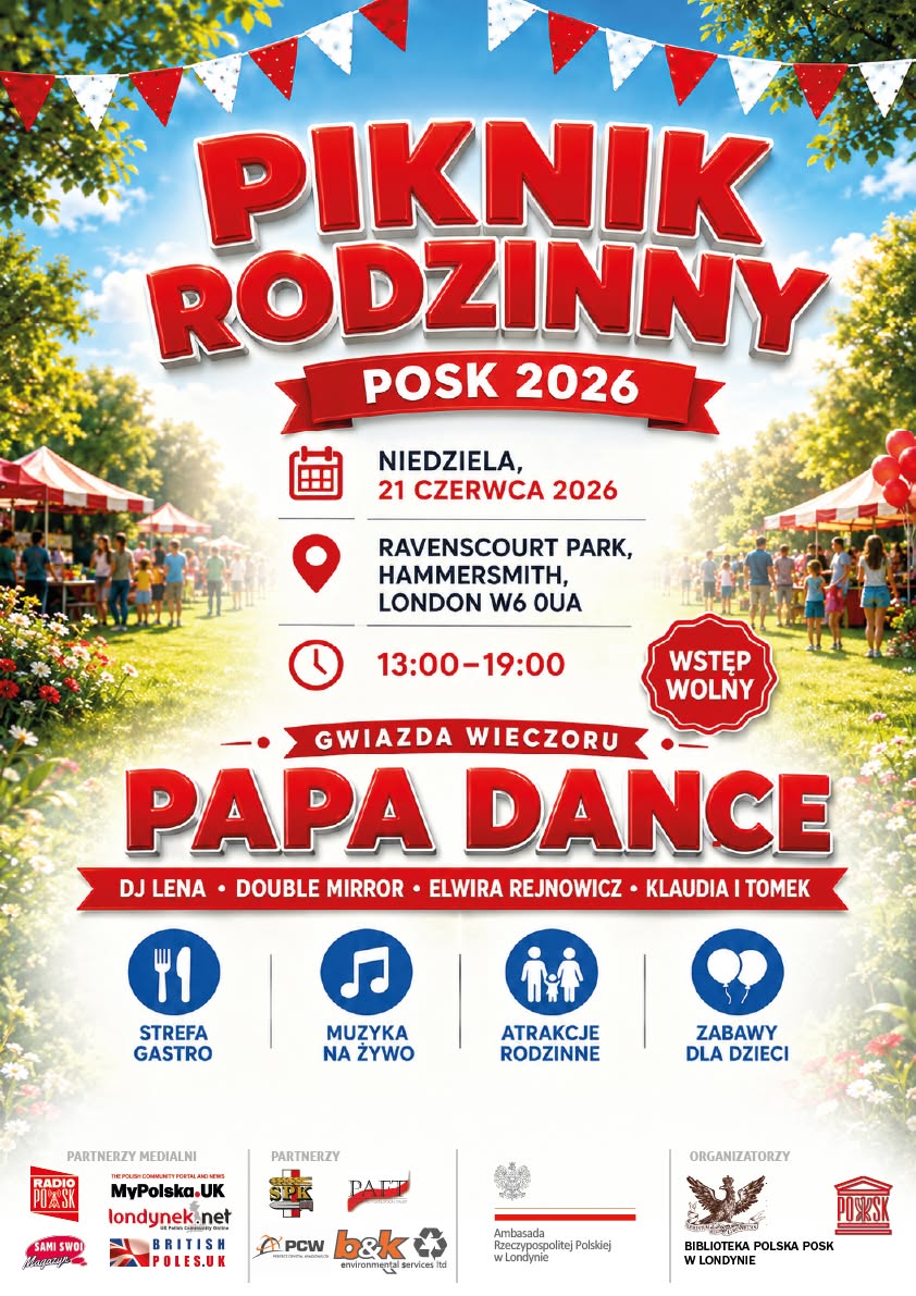 Piknik Rodzinny Biblioteki Polskiej POSK w Londynie, edycja 2026!